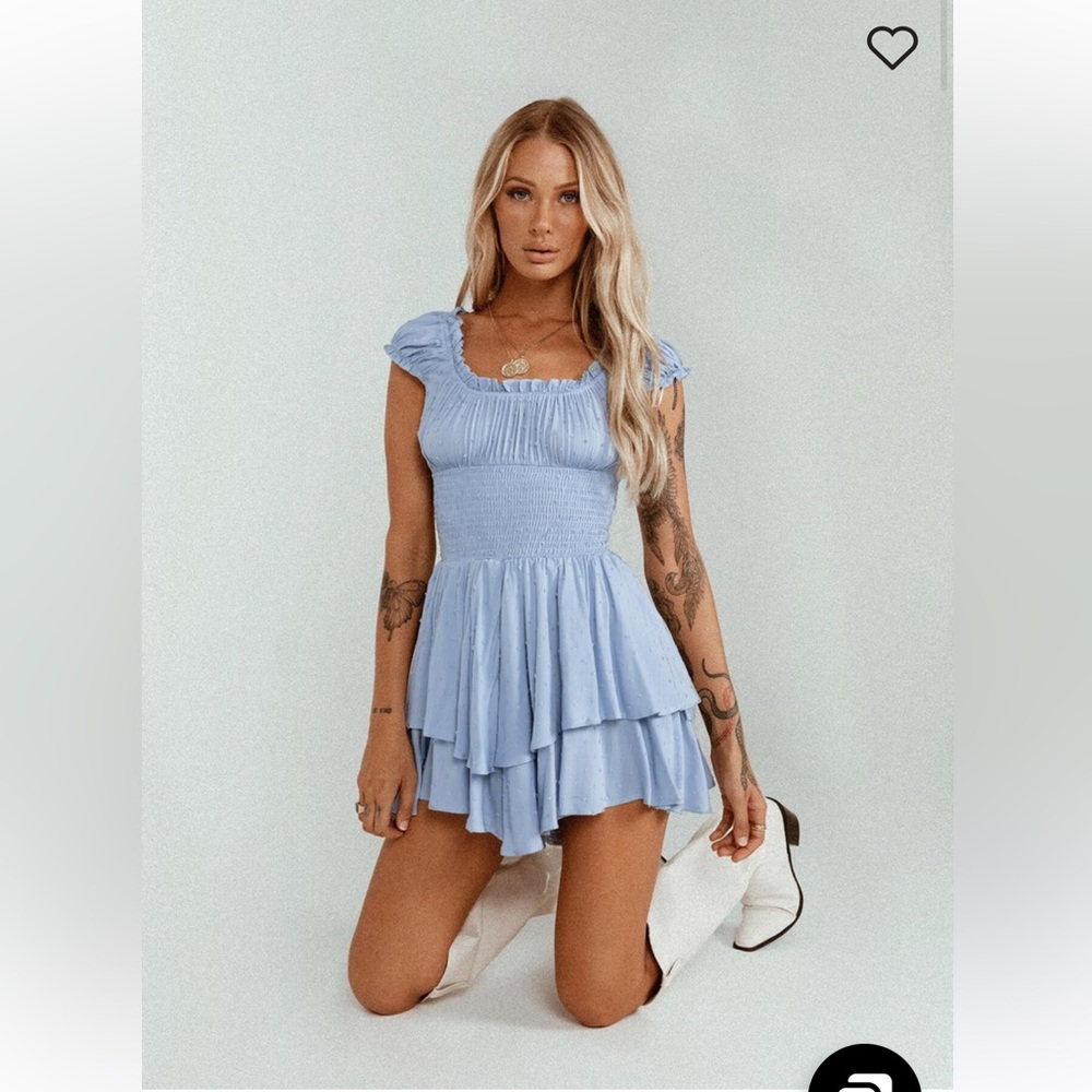 Princess Polly Love Galore Romper Blue